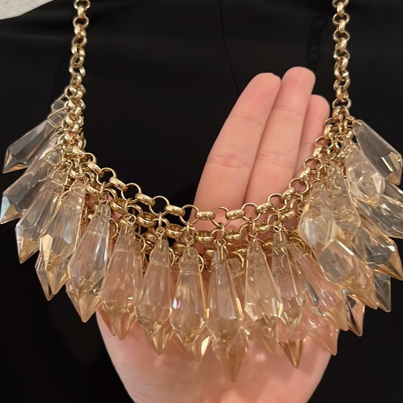 Gold and crystal layered necklace - Picture 2 of 4